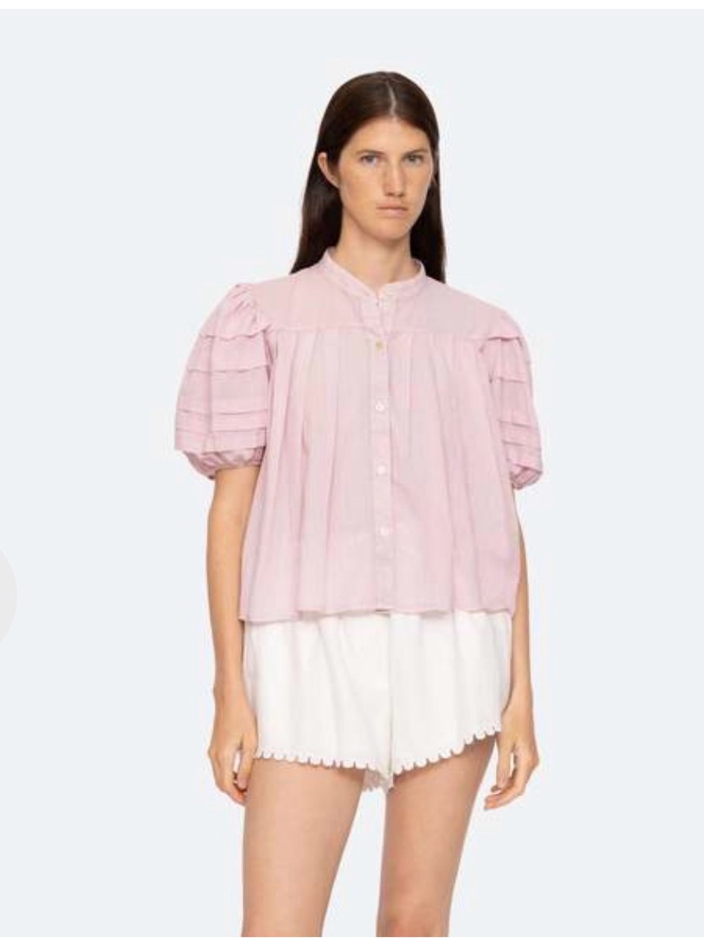 Sea New York Salome Pleated Puff Sleeve Blouse Pink Size Medium
